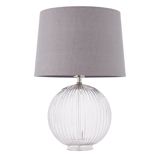Jixi Charcoal Linen Shade Table Lamp With Clear Ribbed Base_2