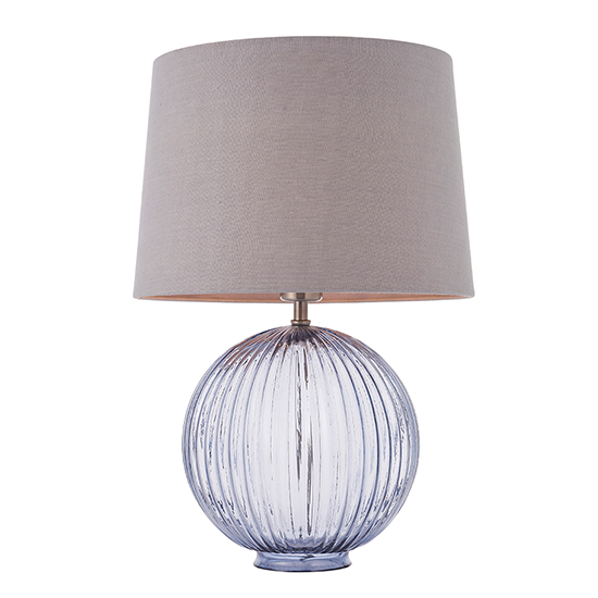 Jixi Charcoal Linen Shade Table Lamp With Grey Ribbed Base