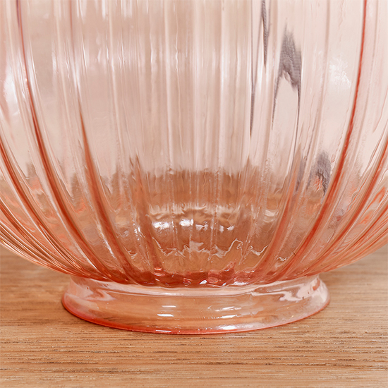 Jixi Natural Linen Shade Table Lamp With Dusky Pink Ribbed Base_4