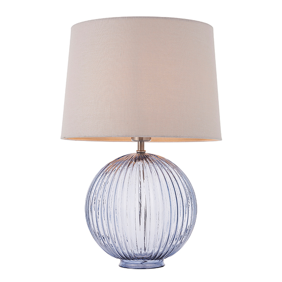 Jixi Natural Linen Shade Table Lamp With Grey Ribbed Base_2