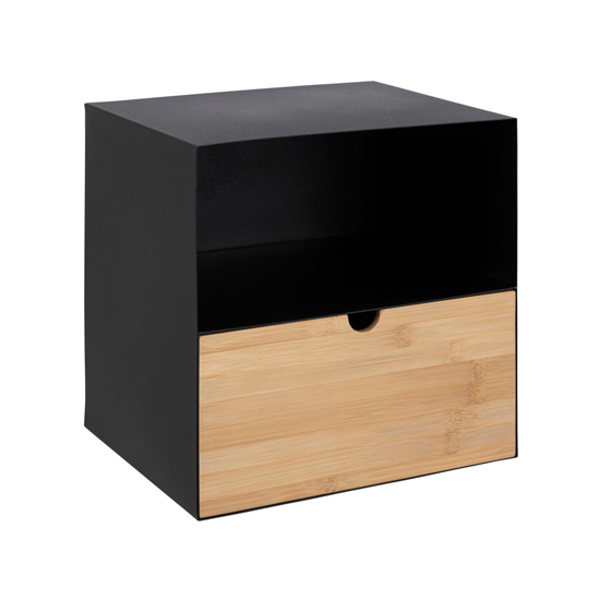 Read more about Jokamp metal 1 drawer bedside cabinet in black and bamboo