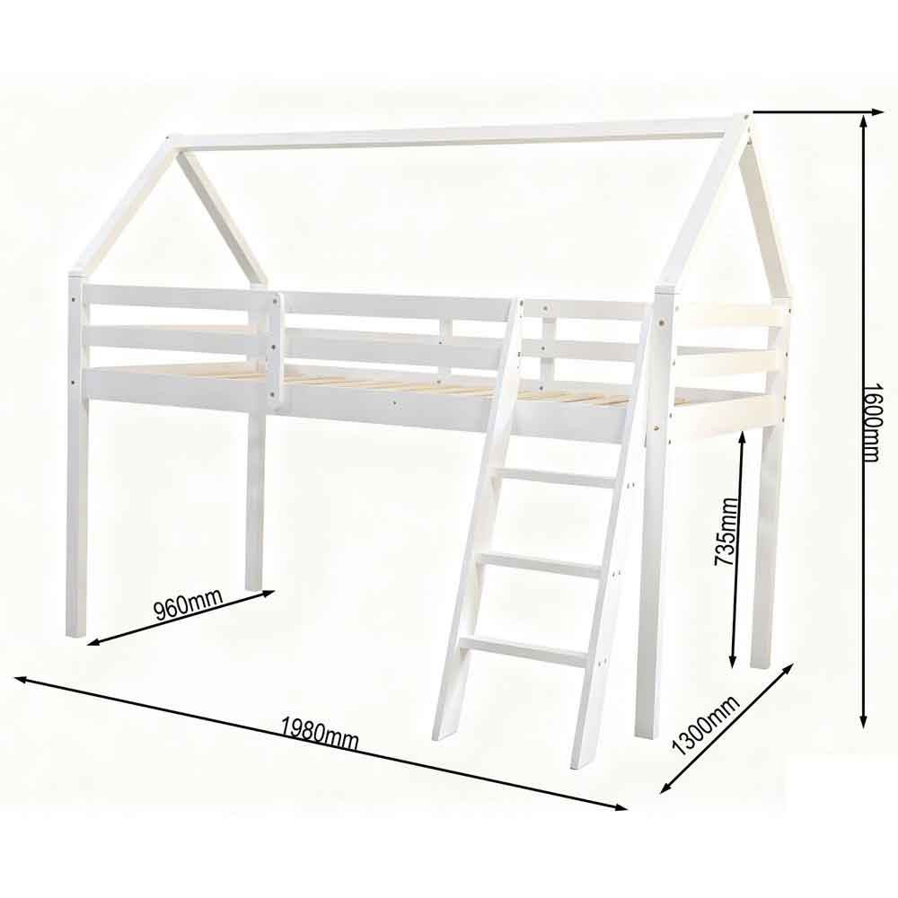 Joliette Wooden Mid Sleeper Single Bed In White