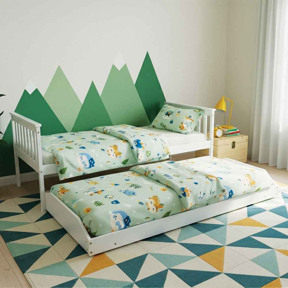 Joliette Wooden Single Bed With Pull Out In White
