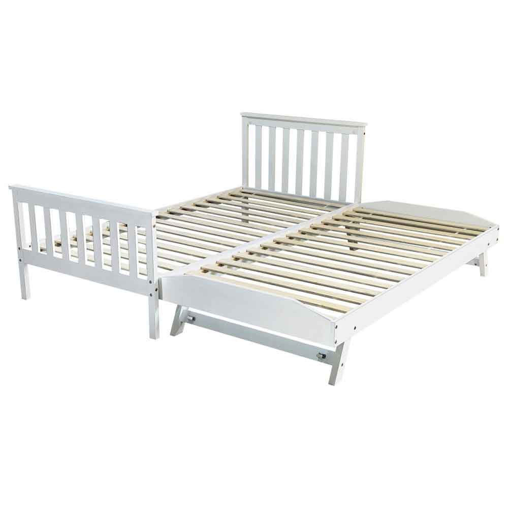 Joliette Wooden Single Bed With Pull Out In White