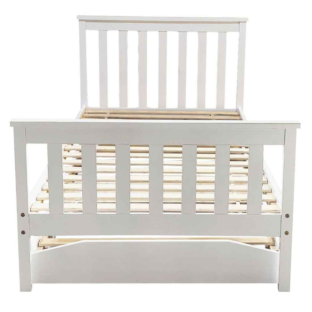 Joliette Wooden Single Bed With Pull Out In White