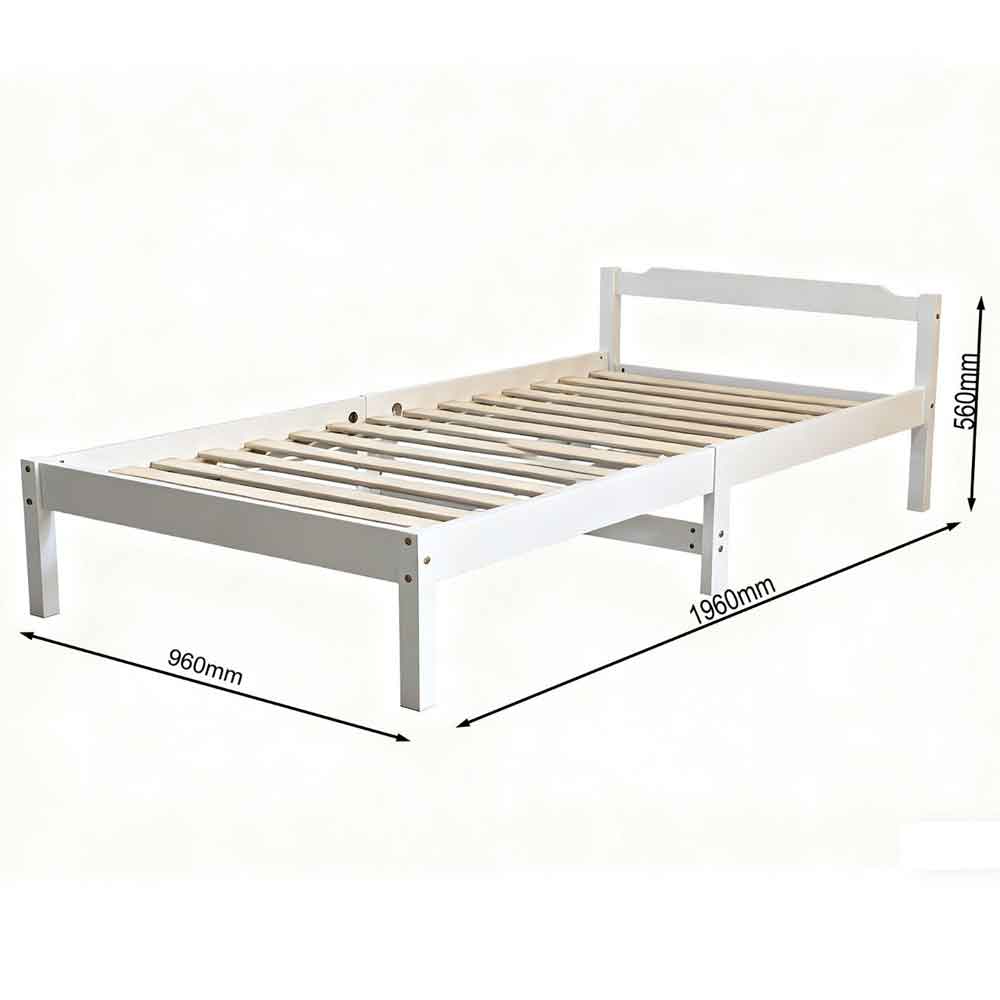 Joliette Wooden Single Bed In White