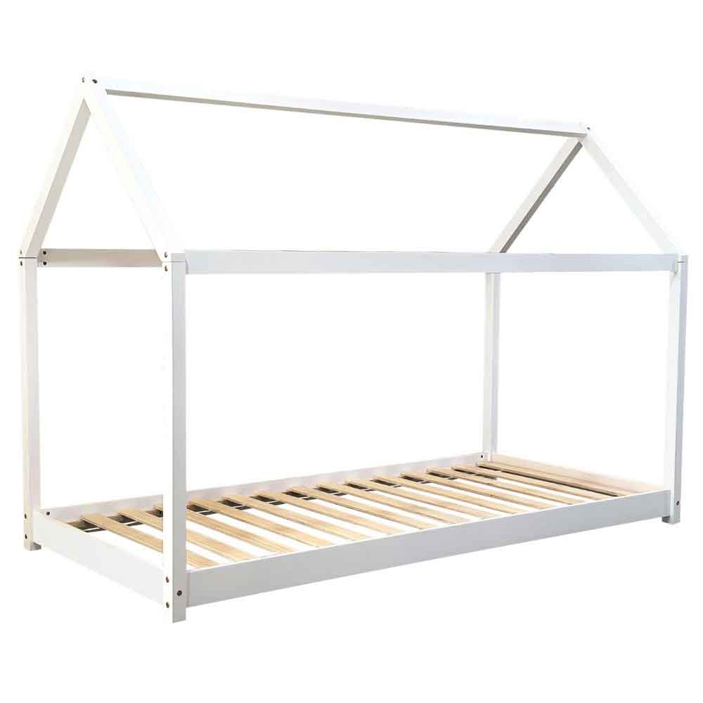 Joliette Wooden Single House Bed In White