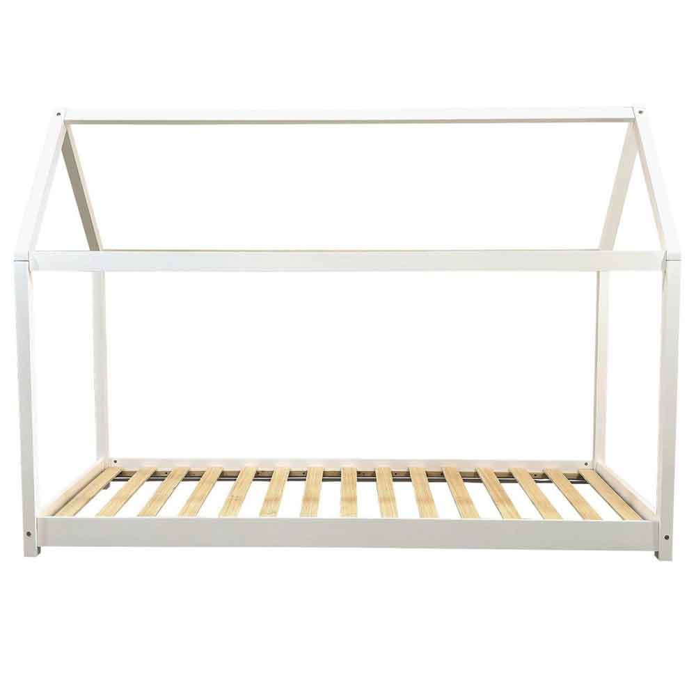 Joliette Wooden Single House Bed In White