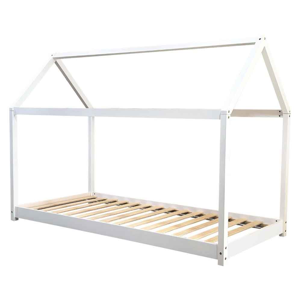 Joliette Wooden Single House Bed In White