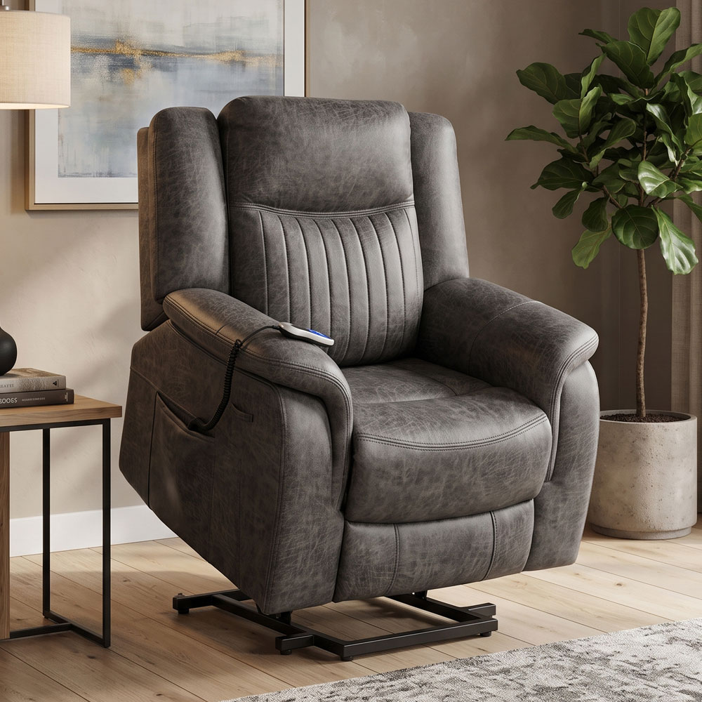 Jomira Fabric Lift and Tilt Dual Motor Electric Recliner Chair in Grey