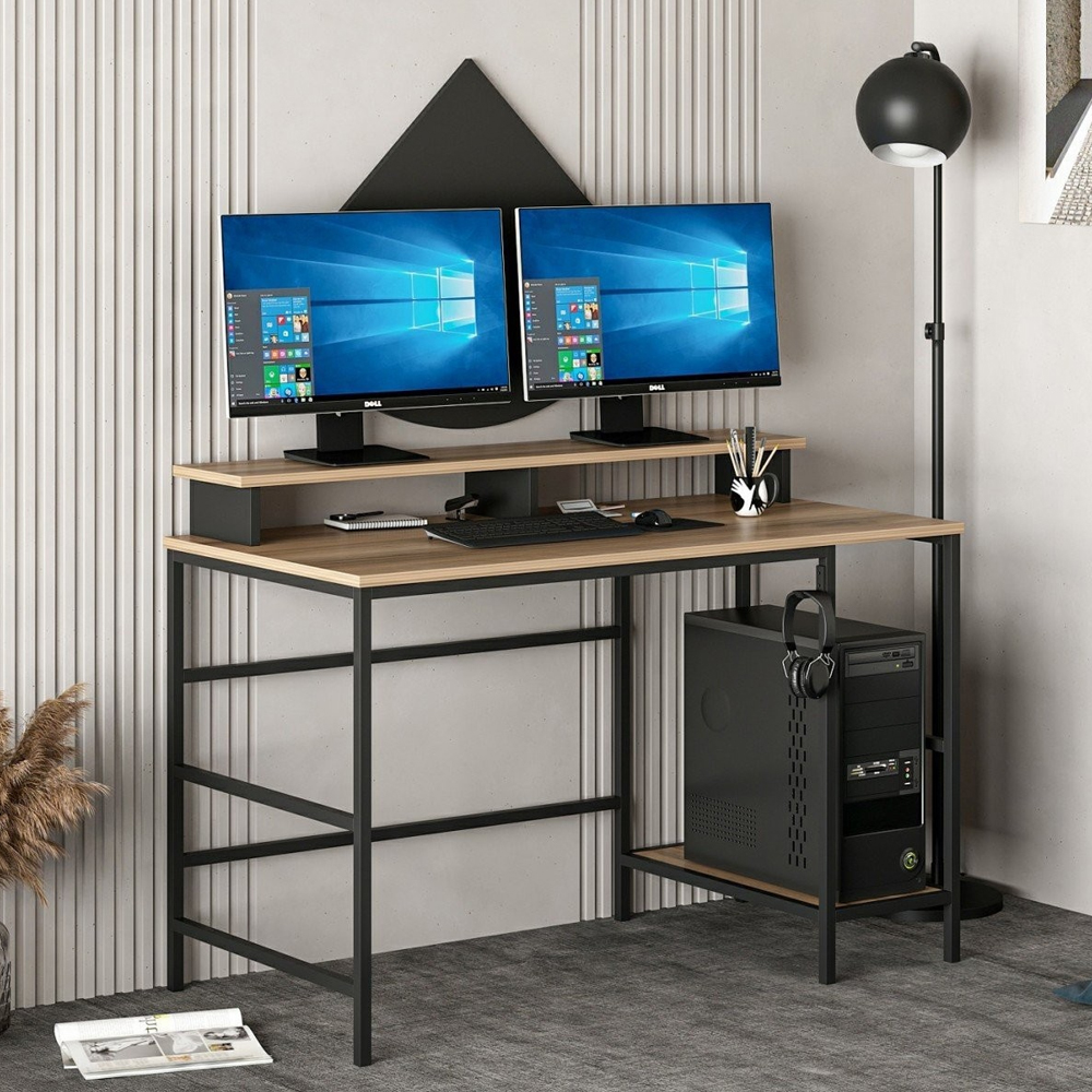 Jomix Wooden Computer Desk in Dore Black and Oak