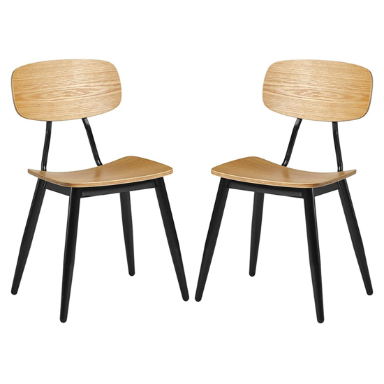 Jona Ply Oak Wooden Dining Chairs In Pair