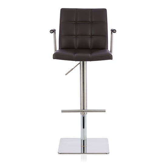 Jonka Brown Faux Leather Swivel Gas-Lift Bar Stools In Pair_2