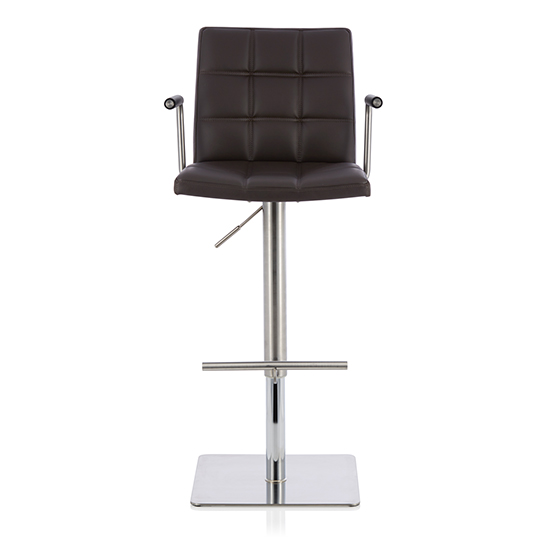 Read more about Jonka faux leather swivel gas-lift bar stool in brown