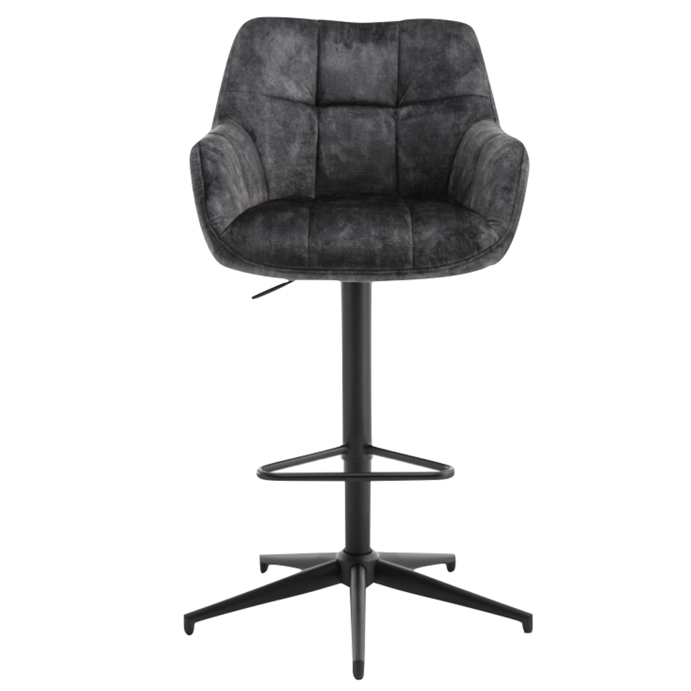 Joplin Charcoal Fabric Gas Lift Bar Stools - Pair