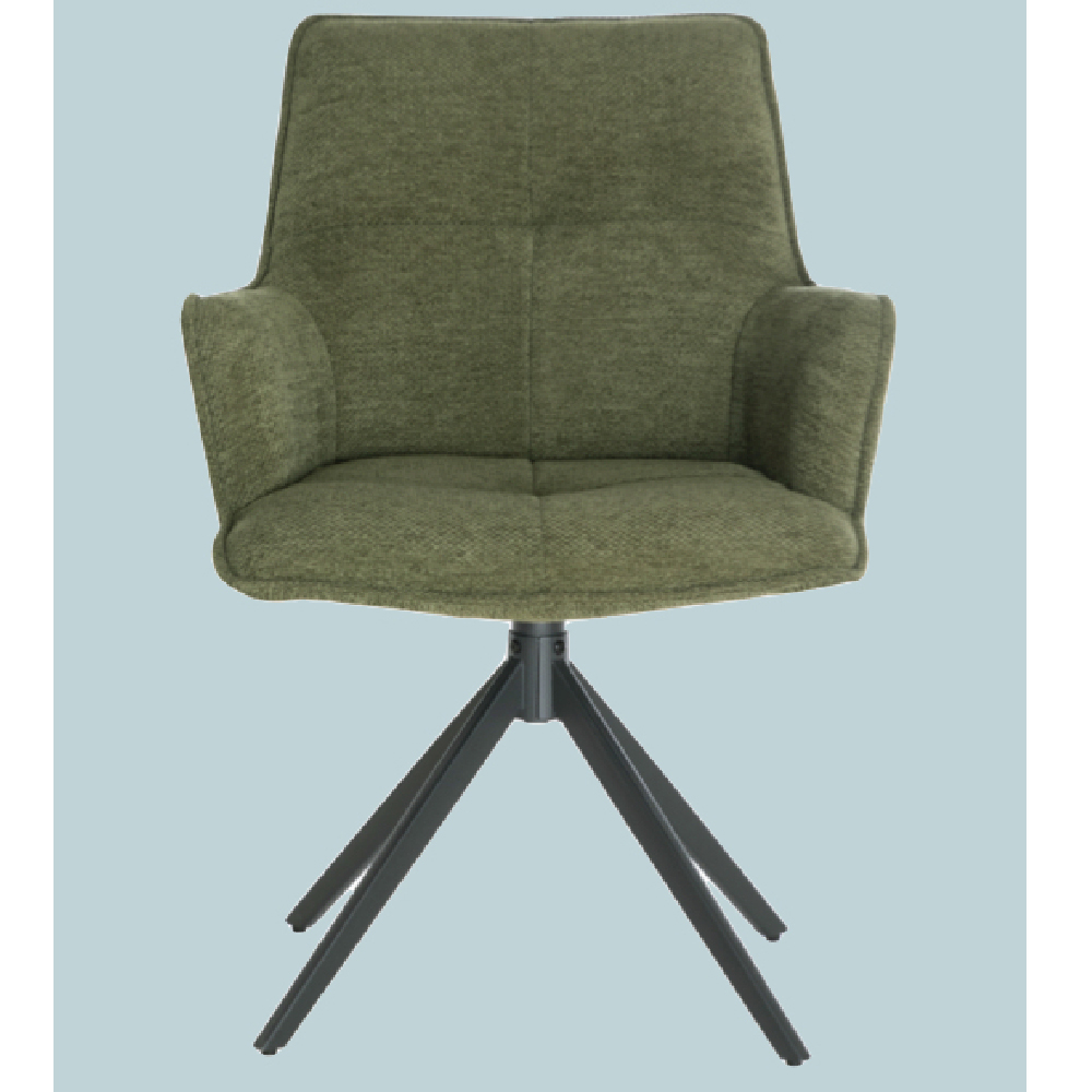 Joplin Green Fabric Dining Chairs With Metal Base In Pair