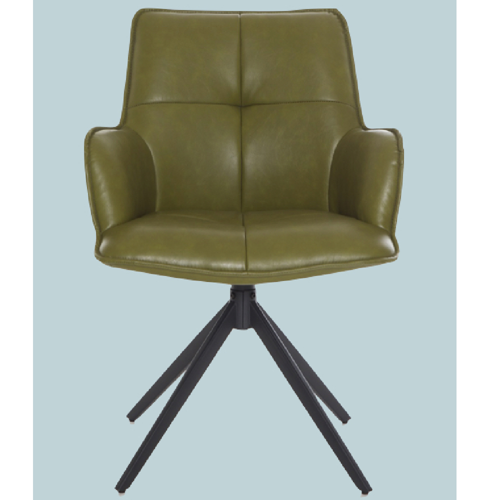 Joplin Green PU Leather Dining Chairs With Metal Base In Pair