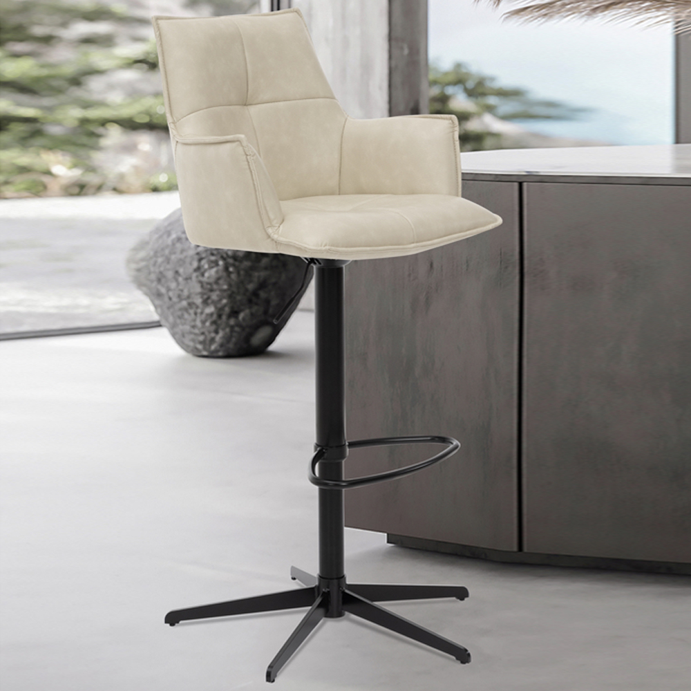 Joplin Ivory PU Leather Bar Stools in Pair
