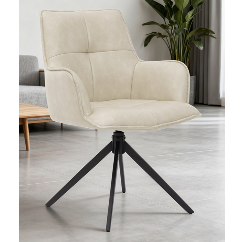 Joplin Ivory PU Leather Dining Chairs in Pair