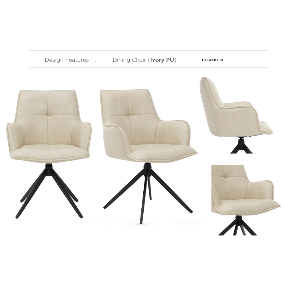 Joplin Ivory PU Leather Dining Chairs in Pair