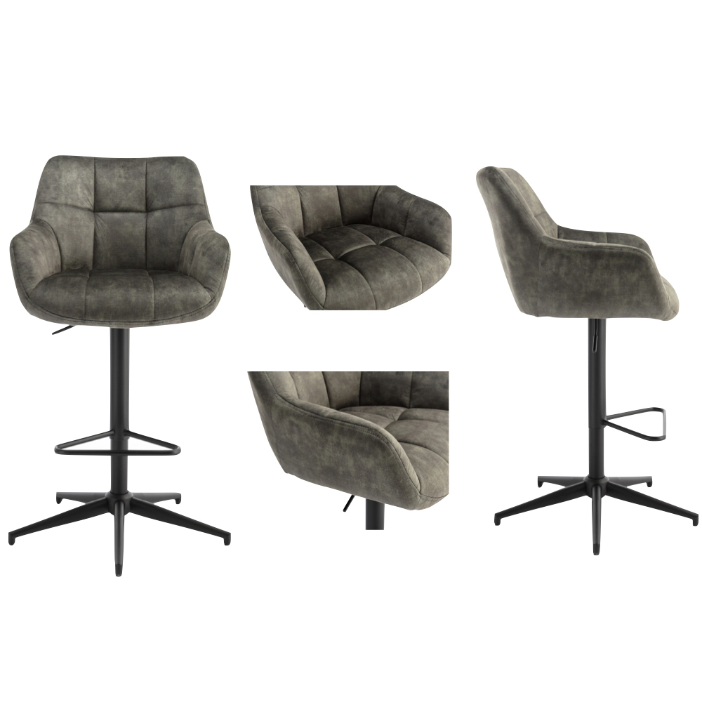 Joplin Olive Fabric Gas Lift Bar Stools - Pair