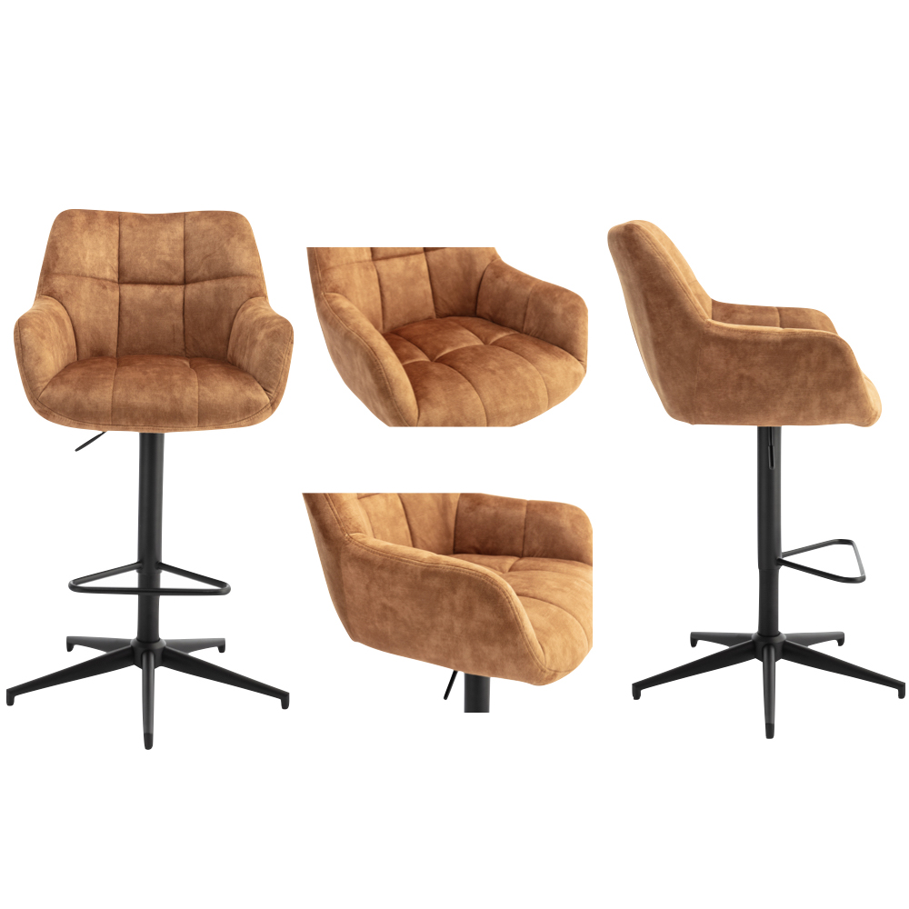 Joplin Rust Fabric Gas Lift Bar Stools - Pair