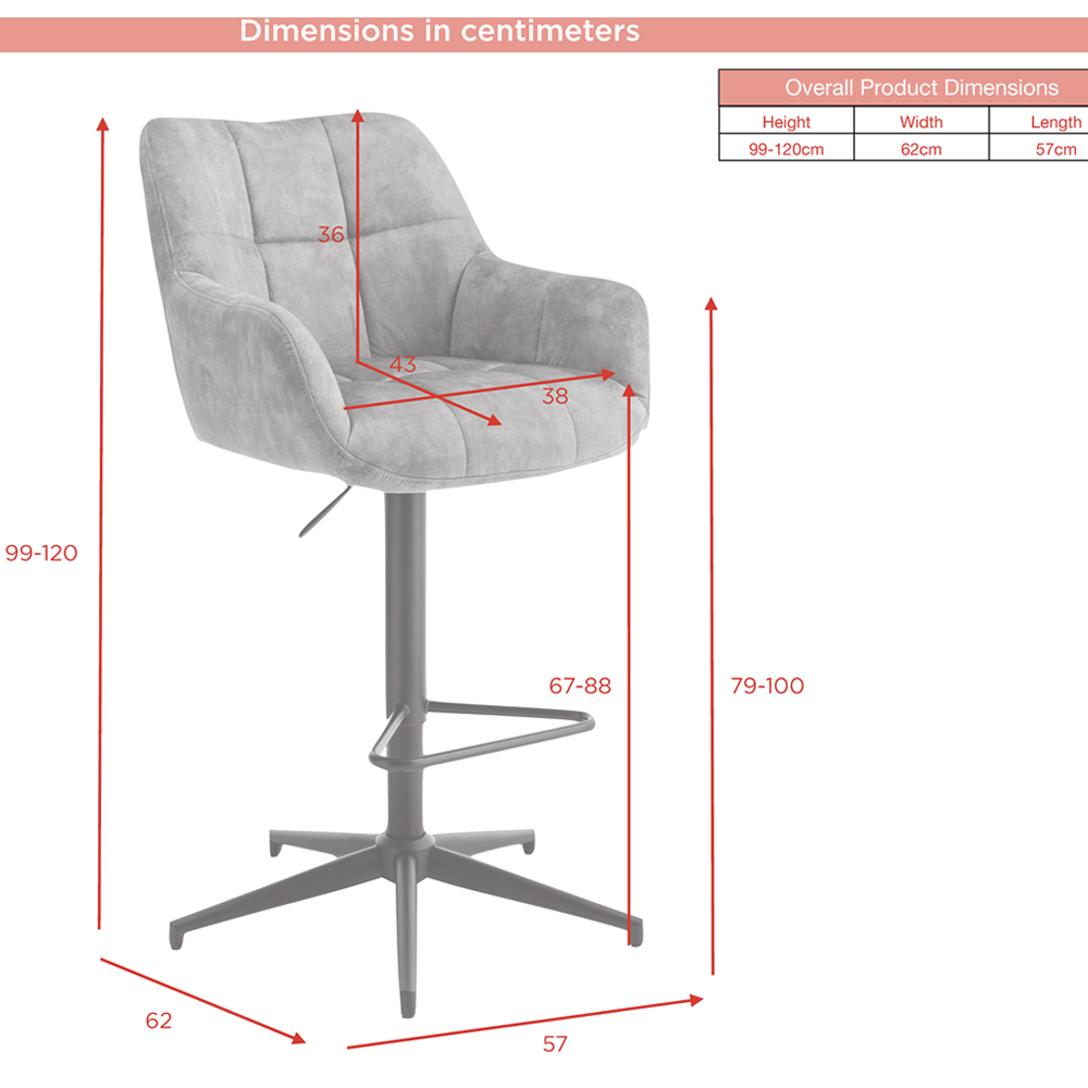 Joplin Rust Fabric Gas Lift Bar Stools - Pair