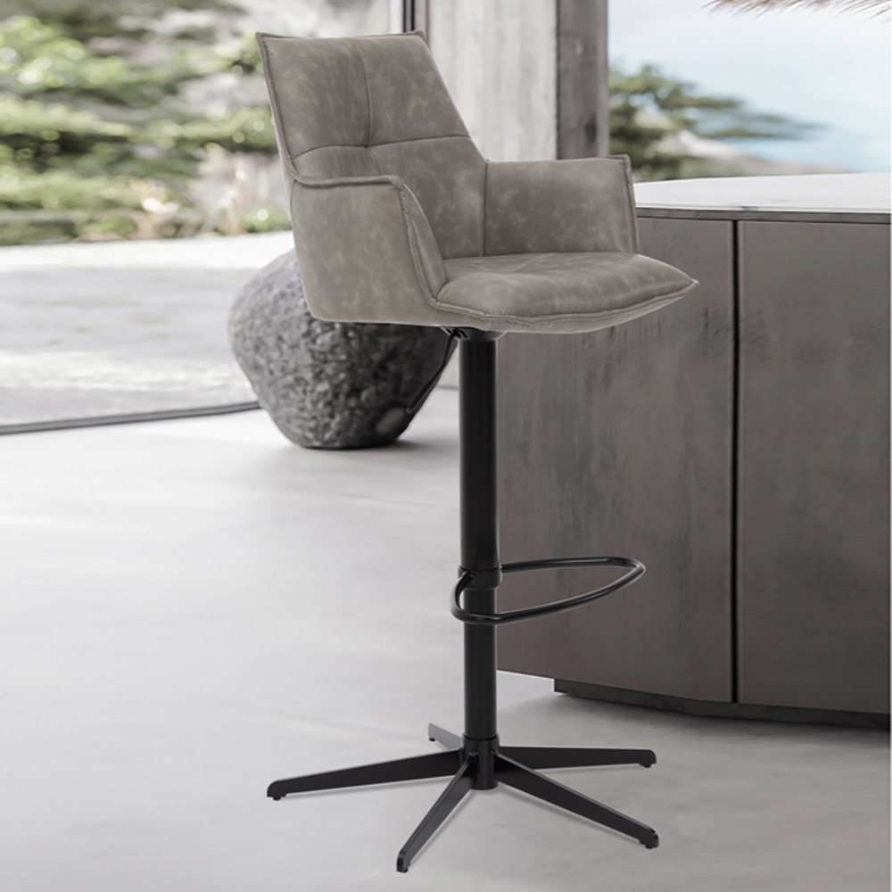 Joplin Silver Grey PU Leather Bar Stools in Pair