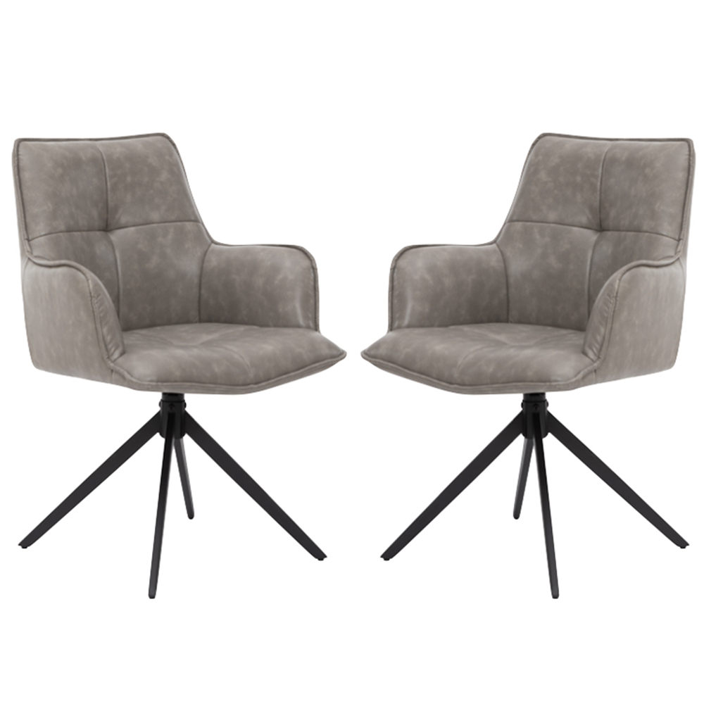 joplin silver grey pu leather dining chairs in pair-image-132671