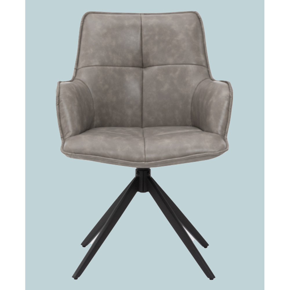 Joplin Silver Grey PU Leather Dining Chairs in Pair