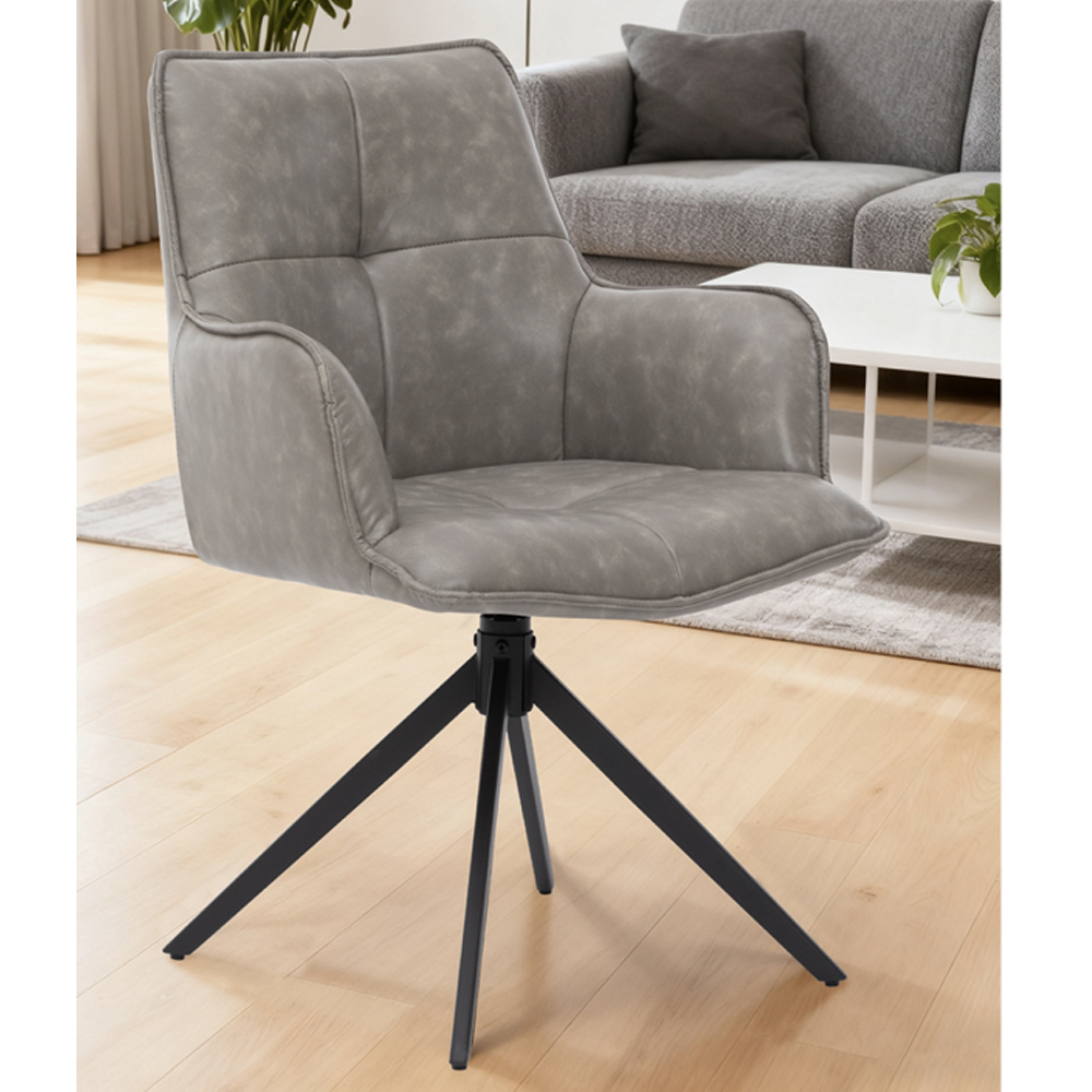 Joplin Silver Grey PU Leather Dining Chairs in Pair