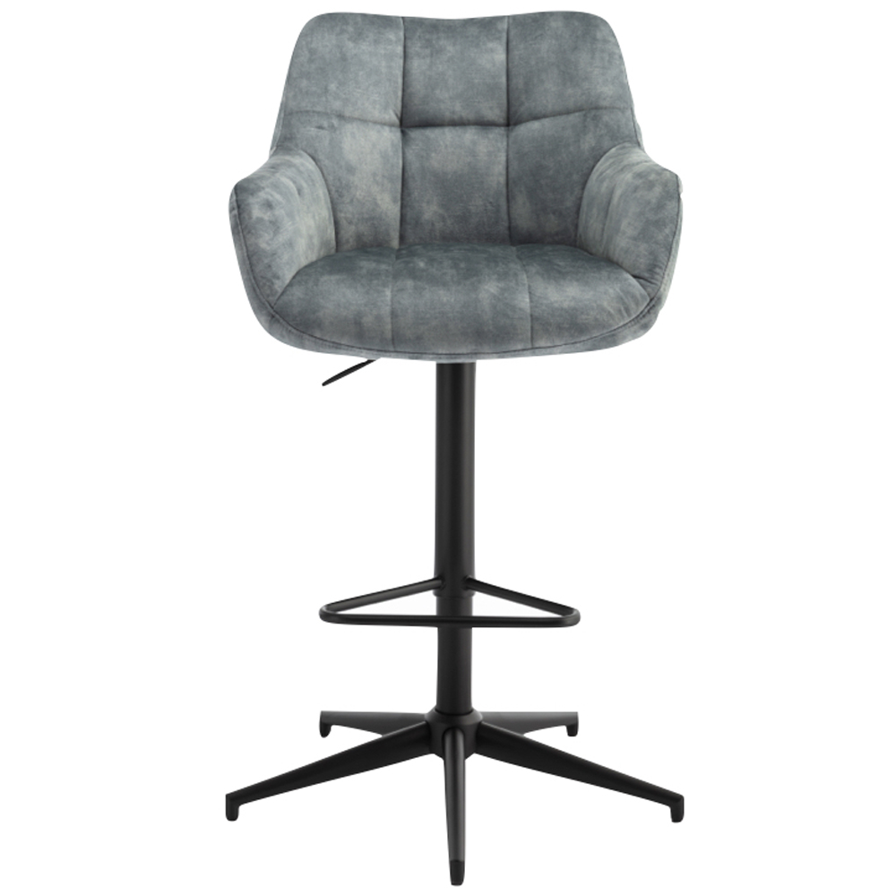Joplin Stone Blue Fabric Gas Lift Bar Stools - Pair