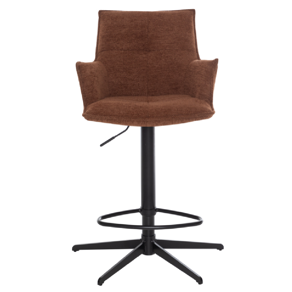 Joplin Tan Fabric Bar Chairs With Metal Base In Pair