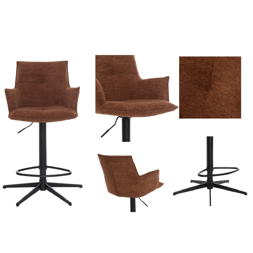 Joplin Tan Fabric Bar Chairs With Metal Base In Pair