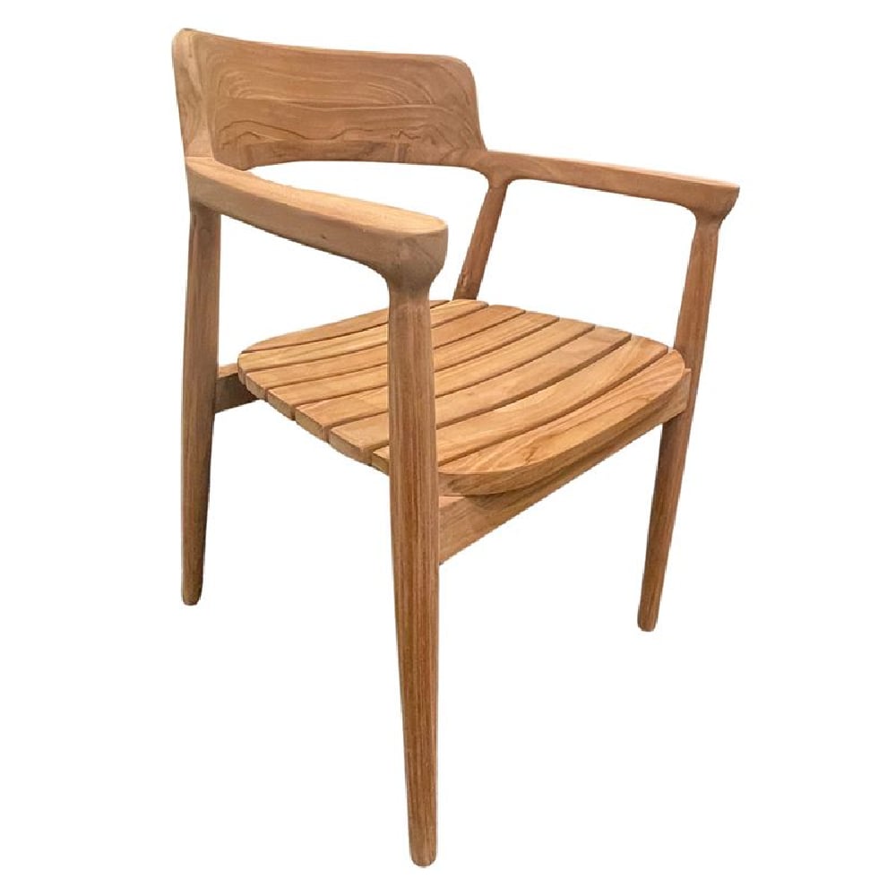 Product photograph of Joplin Wooden Dining Arm Chair In Teak from Furniture in Fashion