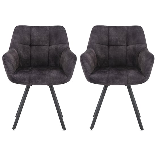 Product photograph of Jordan Charcoal Fabric Dining Chairs With Metal Frame In Pair from Furniture in Fashion