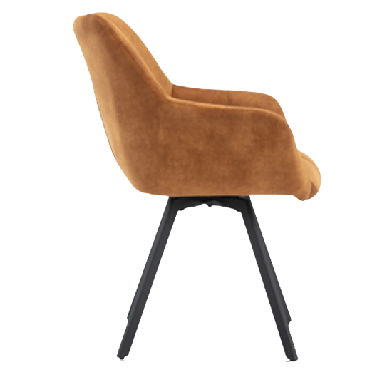 Jordan Rust Fabric Dining Chairs With Metal Frame In Pair