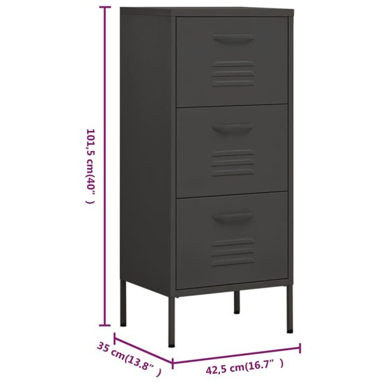 Jordan Steel Storage Cabinet With 3 Drawers In Anthracite