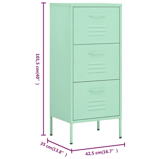 Jordan Steel Storage Cabinet With 3 Drawers In Mint