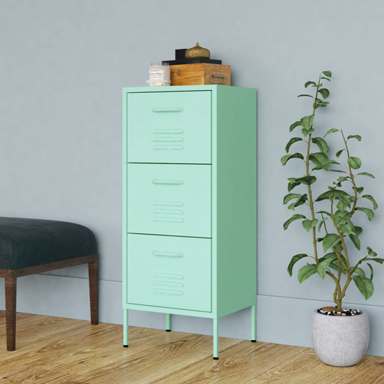 Jordan Steel Storage Cabinet With 3 Drawers In Mint