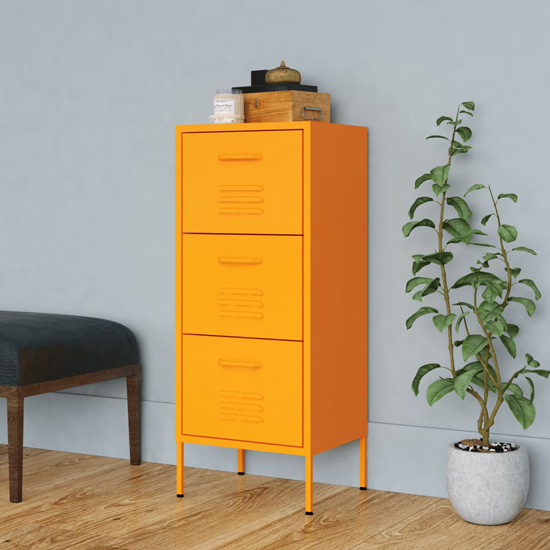 Read more about Jordan steel storage cabinet with 3 drawers in mustard yellow