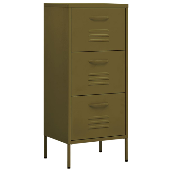 Jordan Steel Storage Cabinet With 3 Drawers In Olive Green