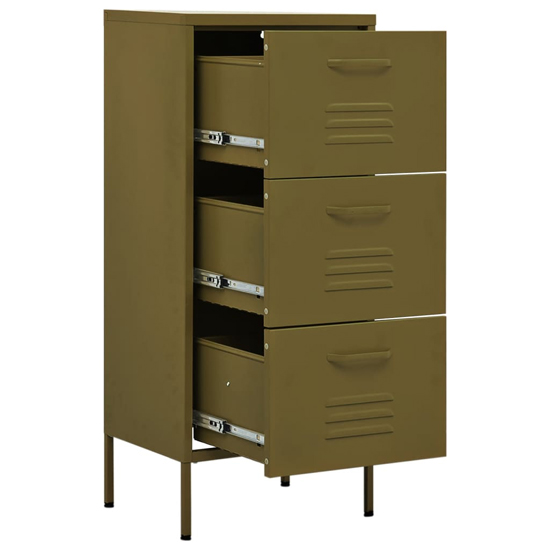 Jordan Steel Storage Cabinet With 3 Drawers In Olive Green