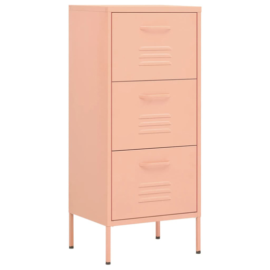 Jordan Steel Storage Cabinet With 3 Drawers In Pink