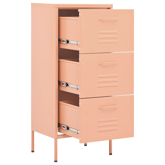 Jordan Steel Storage Cabinet With 3 Drawers In Pink