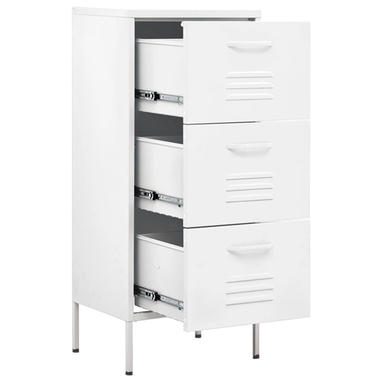 Jordan Steel Storage Cabinet With 3 Drawers In White