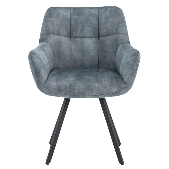 Jordan Stone Blue Fabric Dining Chairs With Metal Frame In Pair