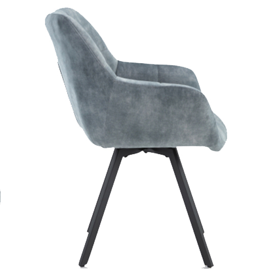Jordan Stone Blue Fabric Dining Chairs With Metal Frame In Pair