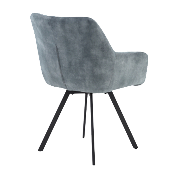 Jordan Stone Blue Fabric Dining Chairs With Metal Frame In Pair