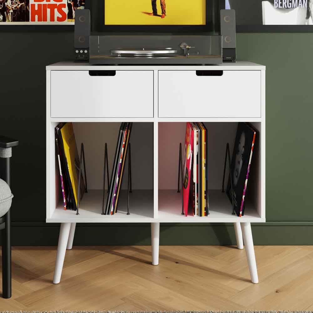 Jordan Wooden Office Filing Cabinet with 2 Drawers in White